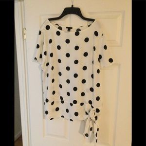 Ann Taylor Polka Dot Side Tie Blouse